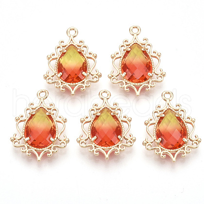 Golden Tone Brass Pendants X-GLAA-R212-03G-1