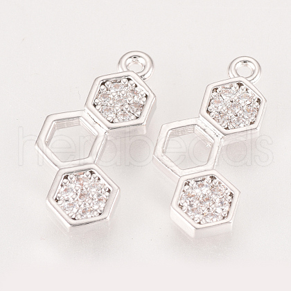 Brass Cubic Zirconia Pendants X-ZIRC-Q002-140P-1