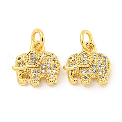 Rack Plating Brass Micro Pave Clear Cubic Zirconia Pendants KK-B093-02B-G-1