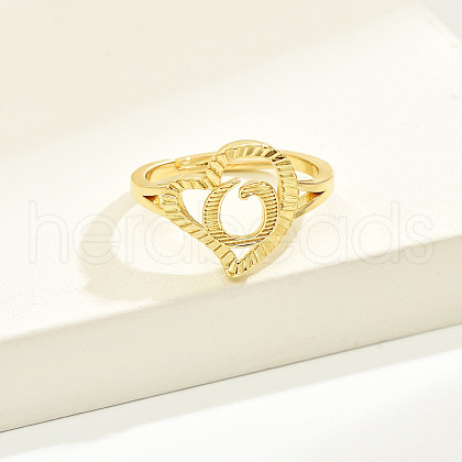 Brass Alphabet Adjustable Rings for Women WGC8F9D-15-1