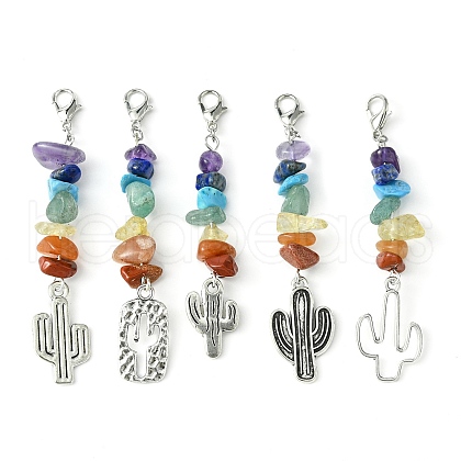 Alloy Cactus Pendant Decoration HJEW-JM01553-02-1