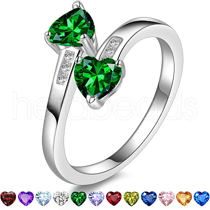 Heart 304 Stainless Steel with Cubic Zirconia Cuff Rings FS-WG2909F-15-1