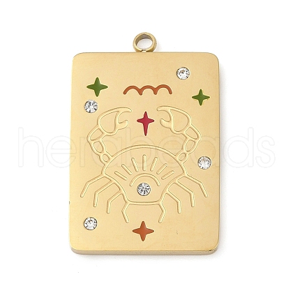 304 Stainless Steel Rhinestones Pendants STAS-D306-01G-D-1