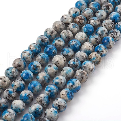 Natural K2 Stone/Raindrop Azurite Beads Strands G-F587-04-6mm-1
