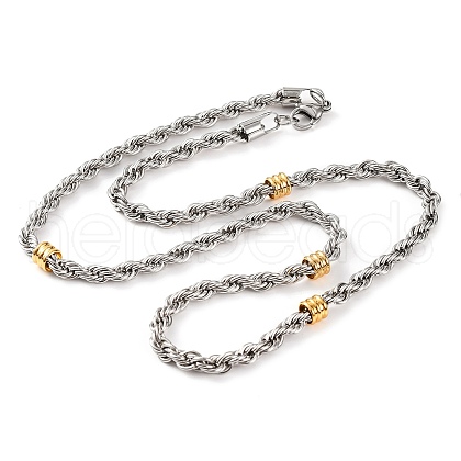 304 Stainless Steel Rope Chain Necklaces for Women NJEW-G140-15GP-1