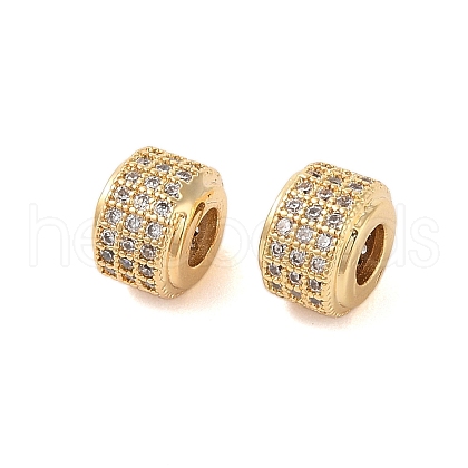 Brass Micro Pave Clear Cubic Zirconia Beads KK-B100-004G-1