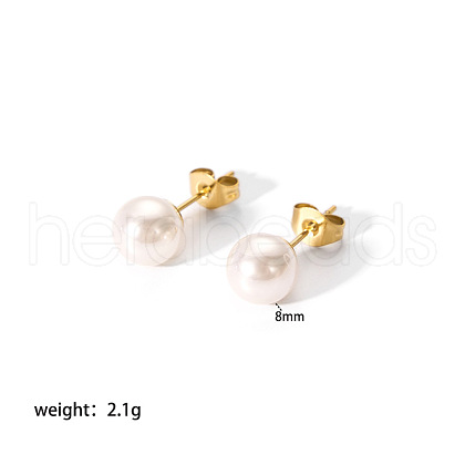 Elegant Stainless Steel Imitation Pearl Stud Earrings NB5919-3-1