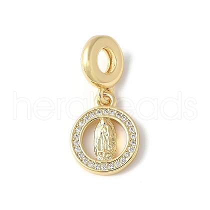 Brass Micro Pave Cubic Zirconia European Dangle Charms ZIRC-I071-24G-1