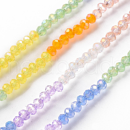Transparent 7 Colors Electroplate Glass Beads Strands EGLA-T020-09-1