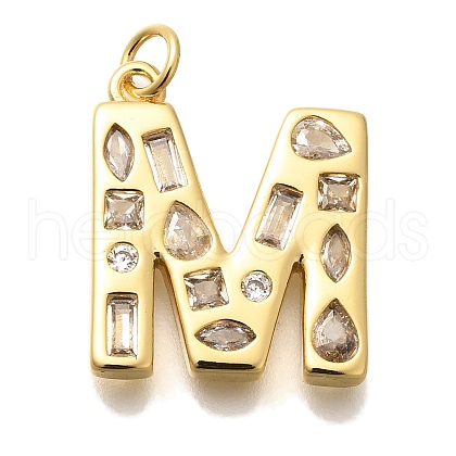 Brass Micro Pave Clear Cubic Zirconia Pendants KK-G521-01G-M-1