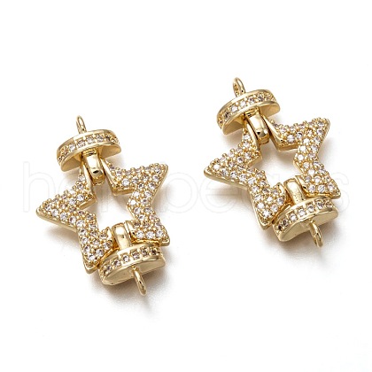 Brass Micro Pave Clear Cubic Zirconia Links Connectors ZIRC-C020-17G-1