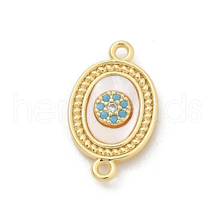 Brass Micro Pave Clear Cubic Zirconia Connector Charms KK-M303-04G-02-1