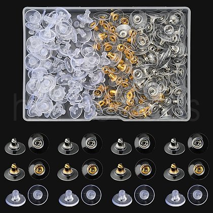 200Pcs 3 Style Brass & Plastic Ear Nuts KK-YW0001-65-1