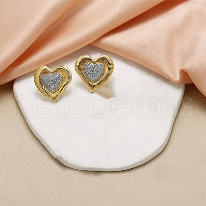 Brass Micro Pave Clear Cubic Zirconia Stud Earrings EJEW-U059-01A-GP-1