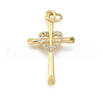 Brass Micro Pave Cubic Zirconia Pendants KK-Z100-35G-03-1