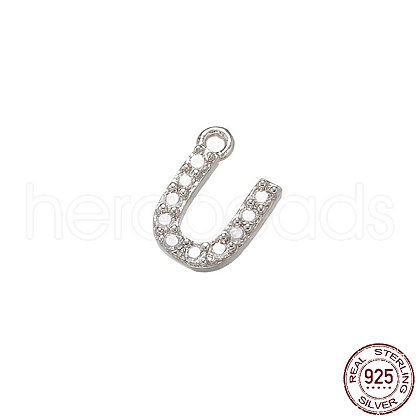 Real Platinum Plated Rhodium Plated 925 Sterling Silver Micro Pave Clear Cubic Zirconia Charms STER-P054-10P-U-1