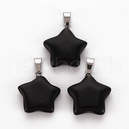 Star Natural Black Stone Pendants G-Q367-23-1