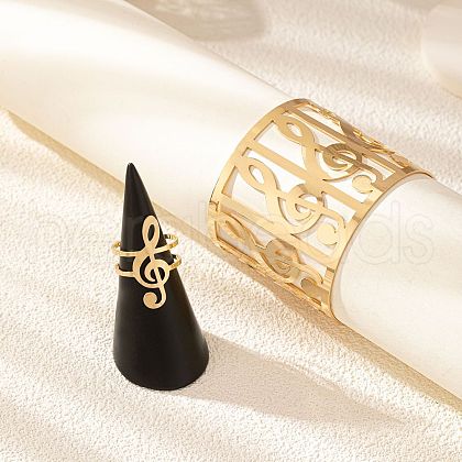Hollow Out Musical Note Alloy Cuff Bangles & Cuff Rings Sets FS-WG438C8-01-1