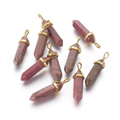 Faceted Bullet Natural Rhodochrosite Double Terminated Pointed Pendants G-J262-B08-1