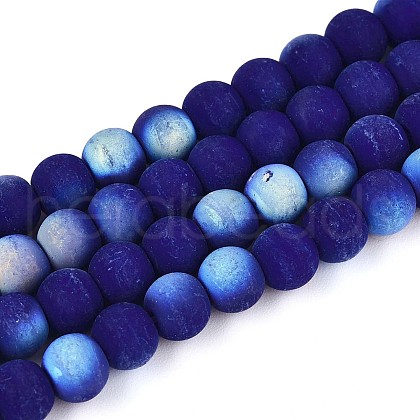 Frosted Opaque Glass Beads Strands GLAA-T032-P6mm-MBB03-1