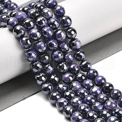 Electroplated Natural Fire Crackle Agate Round Beads Strands G-G0006-A02-05-1