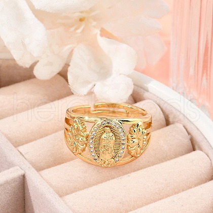 Brass Micro Pave Clear Cubic Zirconia Finger Rings for Women RJEW-Z081-01G-1