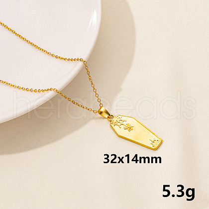 Stylish Stainless Steel Coffin Pendant Necklace for Women GL2077-10-1