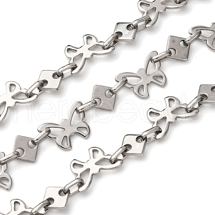 304 Stainless Steel Butterfly Link Chains CHS-S012-10P-1