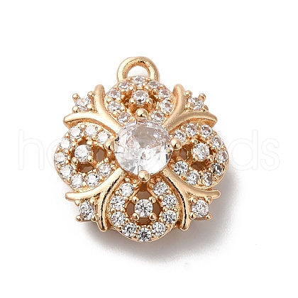 Brass Micro Pave Clear Cubic Zirconia Pendants KK-C062-058G-1