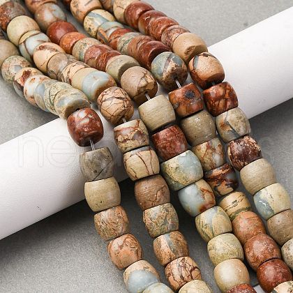 Natural Aqua Terra Jasper Beads Strands G-L624-D03-8x6mm-1