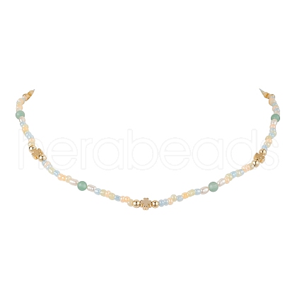 Clover Ceylon Glass Seed Beads Beaded Necklaces NJEW-JN04941-1