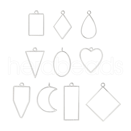 10Pcs Alloy Open Back Bezel Pendants PALLOY-YWC0002-02S-1