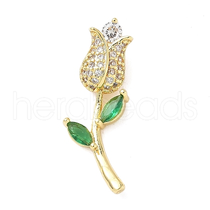 Brass Micro Pave Cubic Zirconia Pendants KK-D357-38G-02-1