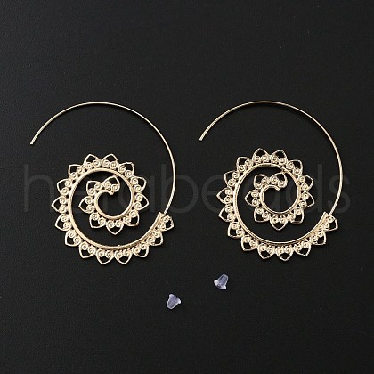 Heart Beaded Vortex Alloy Stud Earrings with Stainless Steel Pins for Women EJEW-SZC0002-005-1