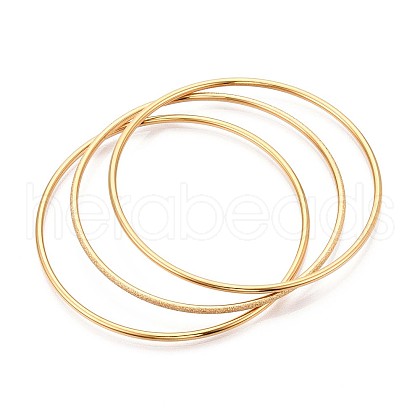 3Pcs 304 Stainless Steel Plain Bangles Set For Women BJEW-N033-01G-1