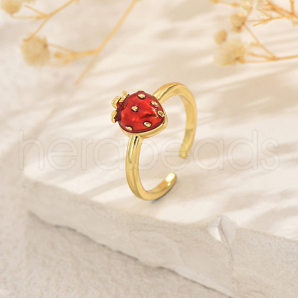 Fruit Themes Brass Cuff Open Rings for Women FC9265-4-1