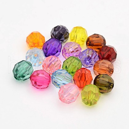 Faceted Transparent Acrylic Round Beads X-DB6MM-M-1