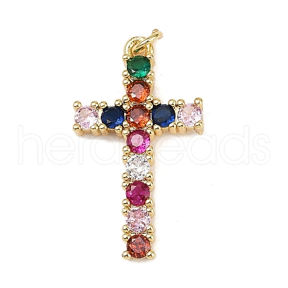 Brass Micro Pave Cubic Zirconia Pendants KK-S526-06G-B-1