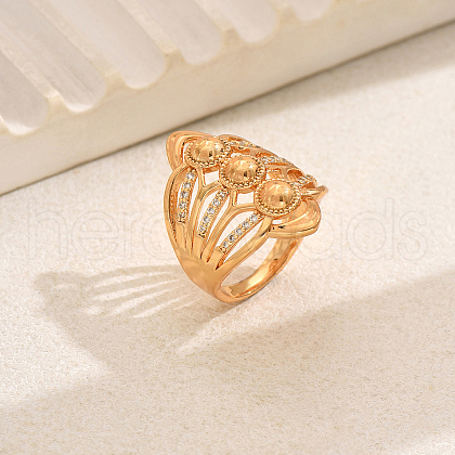 Multi-Layer Hollow Design Brass Micro Pave Cubic Zirconia Adjustable Finger Rings for Women ZN1702-1