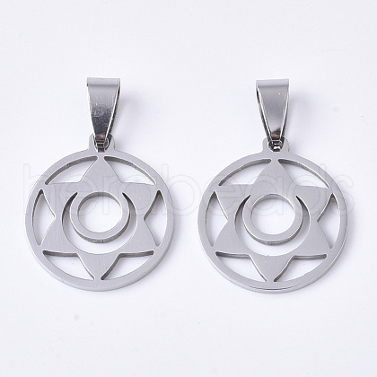 Non-Tarnish Chakra Theme 201 Stainless Steel Pendants STAS-N089-50P-1