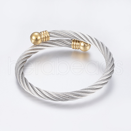 304 Stainless Steel Torque Bangles BJEW-G584-18A-1