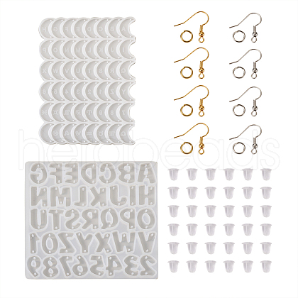 2Pcs DIY Moon & Letter A~Z & Nunber 0~9 Connector Charms Pendant Silicone Molds DIY-TA0004-18-1