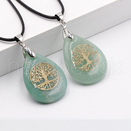 Natural Green Aventurine Pendant Necklaces FS-WG13773-03-1