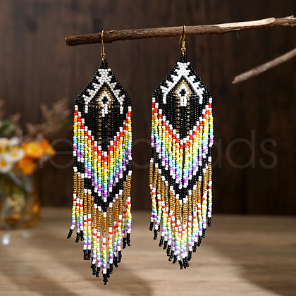 Bohemian Handmade Glass Tassel Dangle Earrings IS1650-1