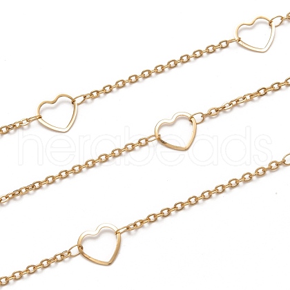 Ion Plating(IP) 304 Stainless Steel Heart Link Cable Chains STAS-P254-06G-1