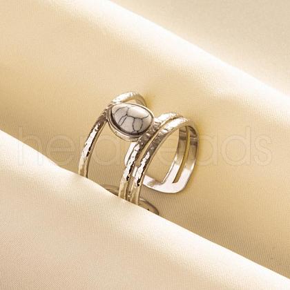 Teardrop Synthetic Howlite Finger Rings QT3031-4-1-1
