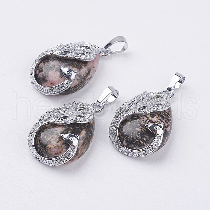 Natural Rhodonite Pendants X-G-E442-04G-1