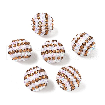 Striped Resin Rhinestone Beads OACR-A037-01E-1