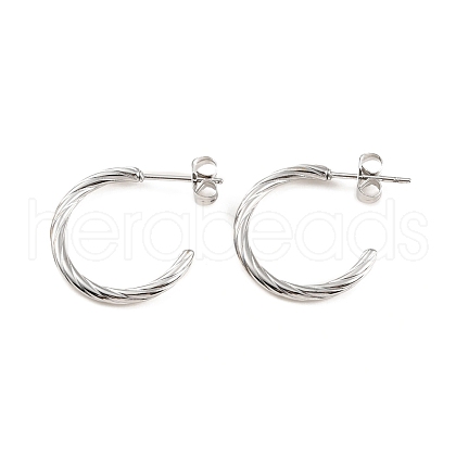 Non-Tarnish 304 Stainless Steel Round Stud Earrings EJEW-M218-06P-1