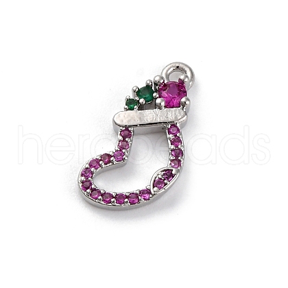 Christmas Series Brass Micro Pave Cubic Zirconia Pendants KK-Q010-01P-01A-1